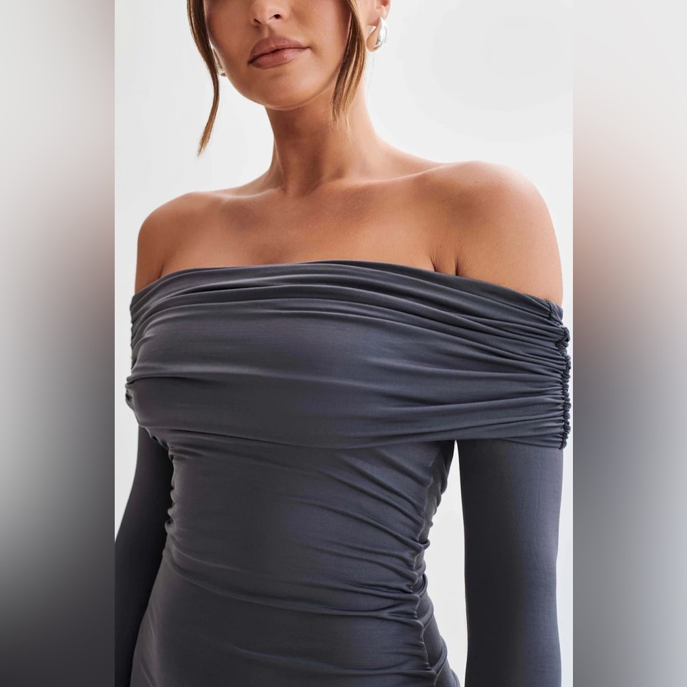Meshki Off Shoulder Slinky Bodycon Dress